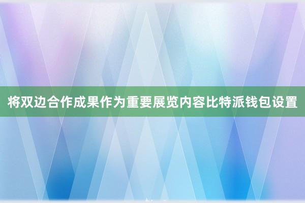 将双边合作成果作为重要展览内容比特派钱包设置