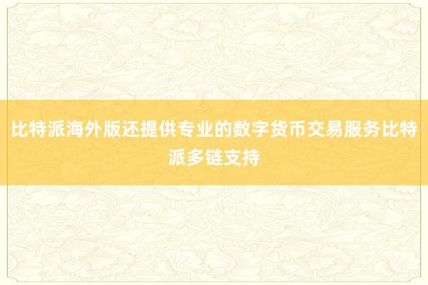 比特派海外版还提供专业的数字货币交易服务比特派多链支持