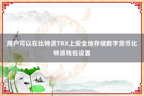 用户可以在比特派TRX上安全地存储数字货币比特派钱包设置