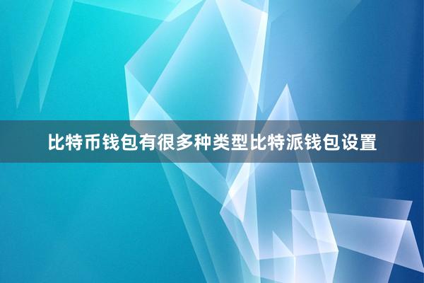 比特币钱包有很多种类型比特派钱包设置