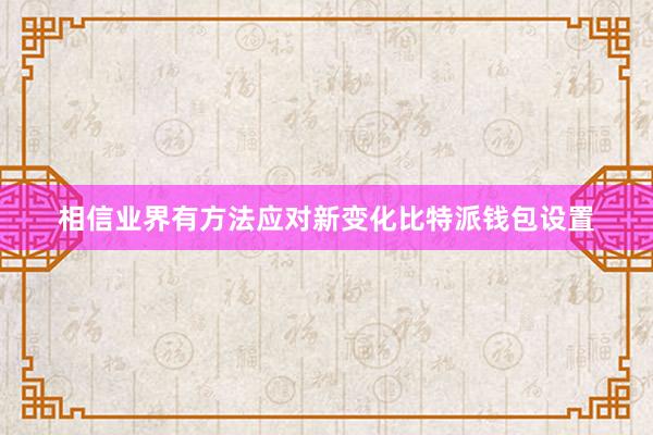 相信业界有方法应对新变化比特派钱包设置