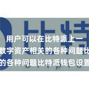 用户可以在比特派上一站式解决数字资产相关的各种问题比特派钱包设置